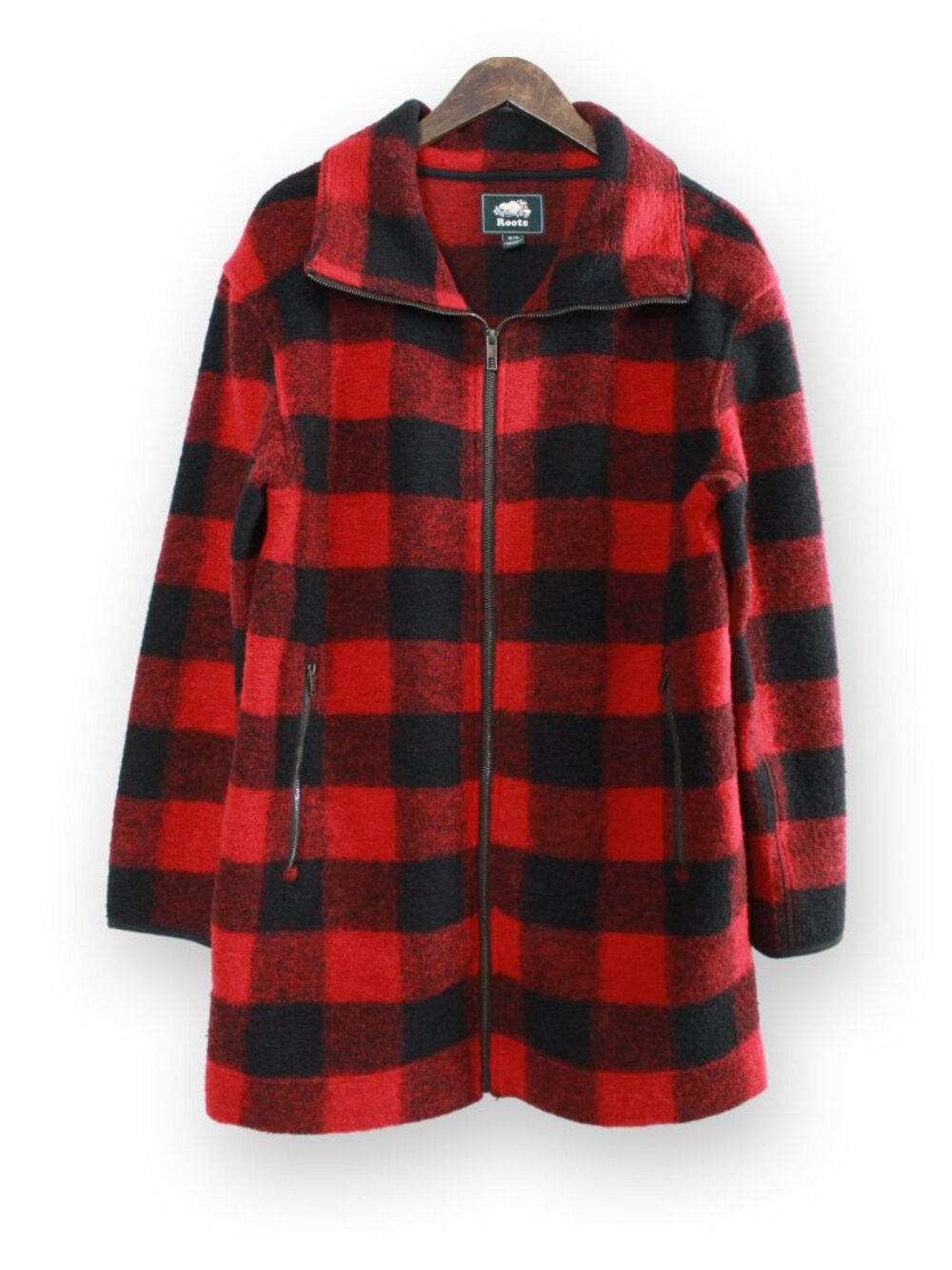 Roots Seymour Wool Blend Buffalo Plaid Zip Up Jacket Women’s M